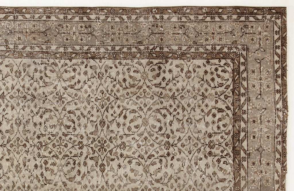 Beige Over Dyed Vintage Rug 5'10'' x 8'12'' ft 179 x 274 cm