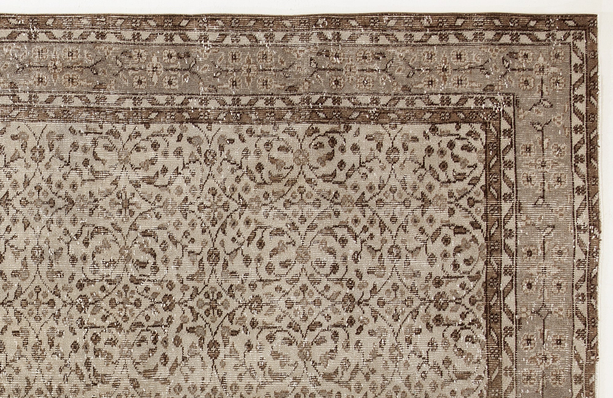 Beige Over Dyed Vintage Rug 5'10'' x 8'12'' ft 179 x 274 cm