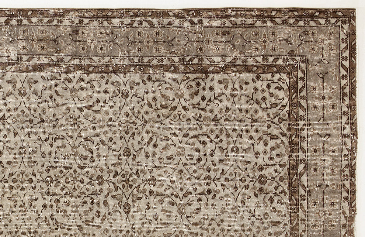 Beige Over Dyed Vintage Rug 5&#39;10&#39;&#39; x 8&#39;12&#39;&#39; ft 179 x 274 cm