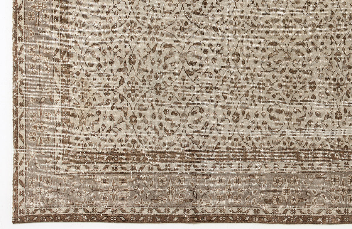 Beige Over Dyed Vintage Rug 5&#39;10&#39;&#39; x 8&#39;12&#39;&#39; ft 179 x 274 cm