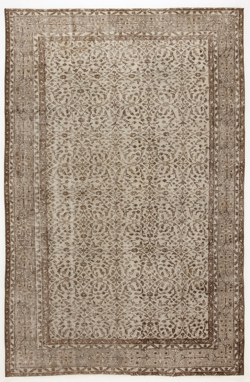 Beige Over Dyed Vintage Rug 5'10'' x 8'12'' ft 179 x 274 cm