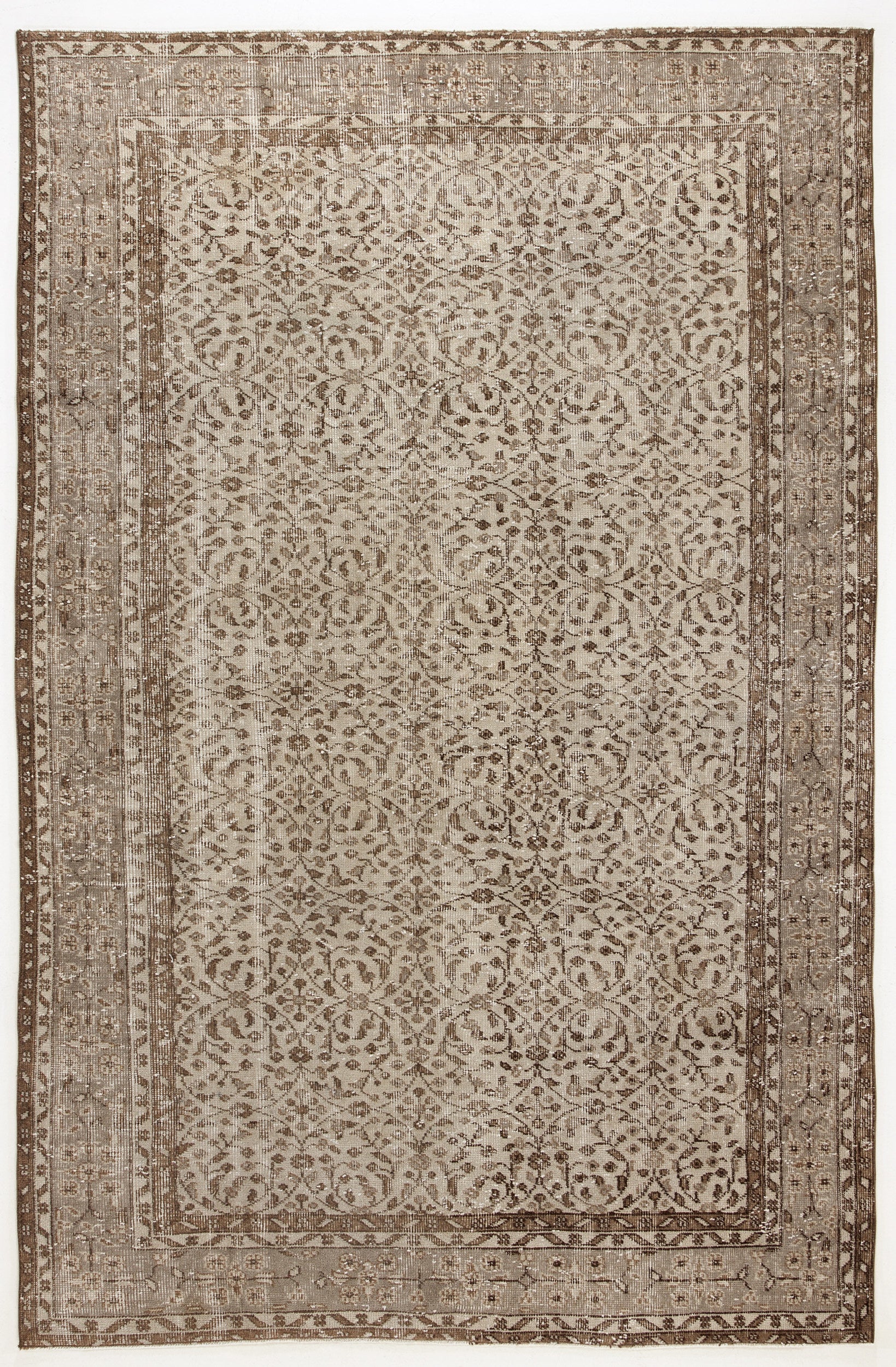 Beige Over Dyed Vintage Rug 5'10'' x 8'12'' ft 179 x 274 cm