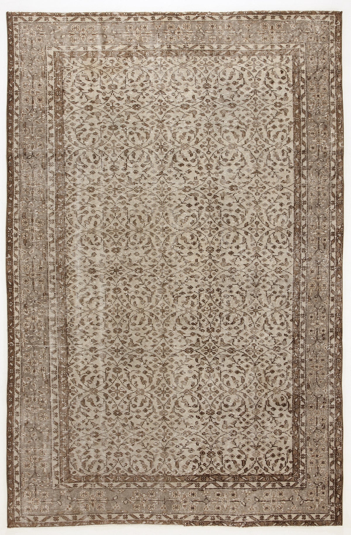 Beige Over Dyed Vintage Rug 5&#39;10&#39;&#39; x 8&#39;12&#39;&#39; ft 179 x 274 cm