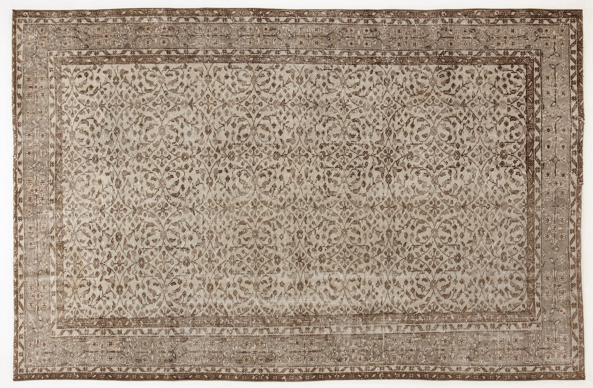 Beige Over Dyed Vintage Rug 5'10'' x 8'12'' ft 179 x 274 cm