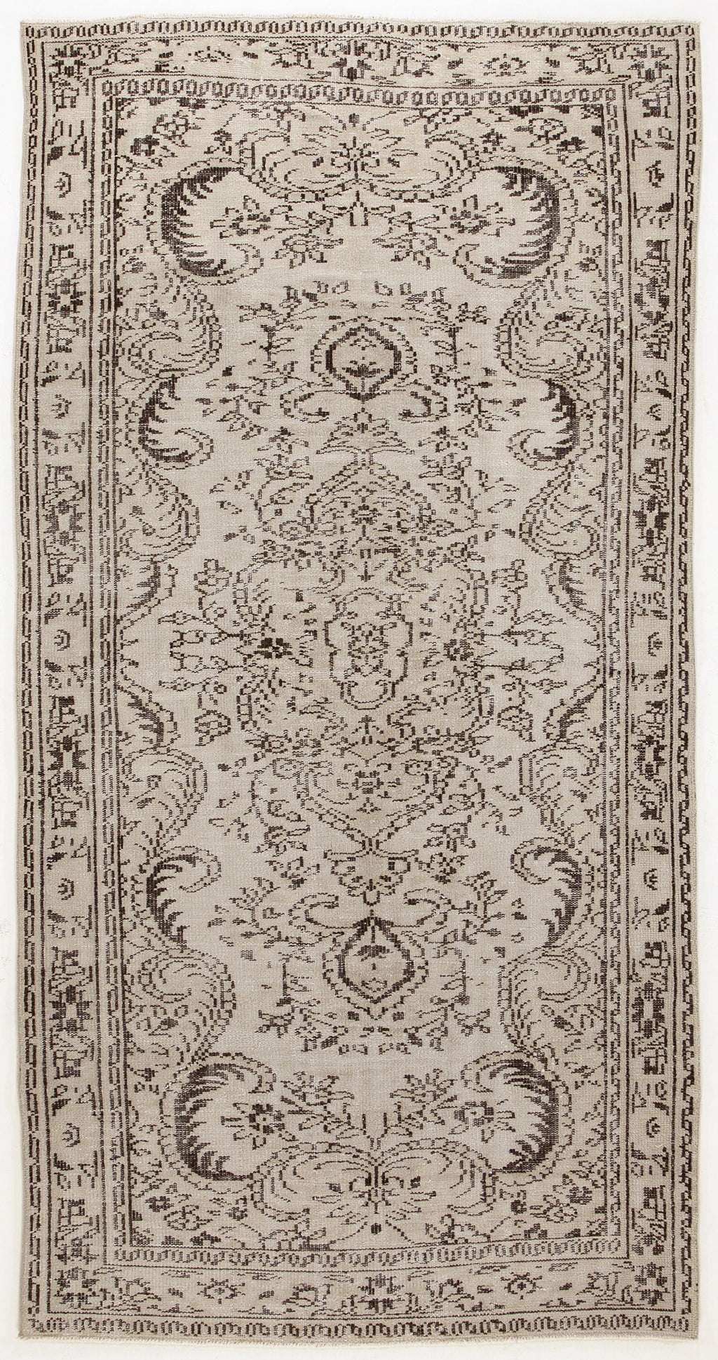 Beige Over Dyed Vintage Rug 4'10'' x 8'11'' ft 147 x 273 cm