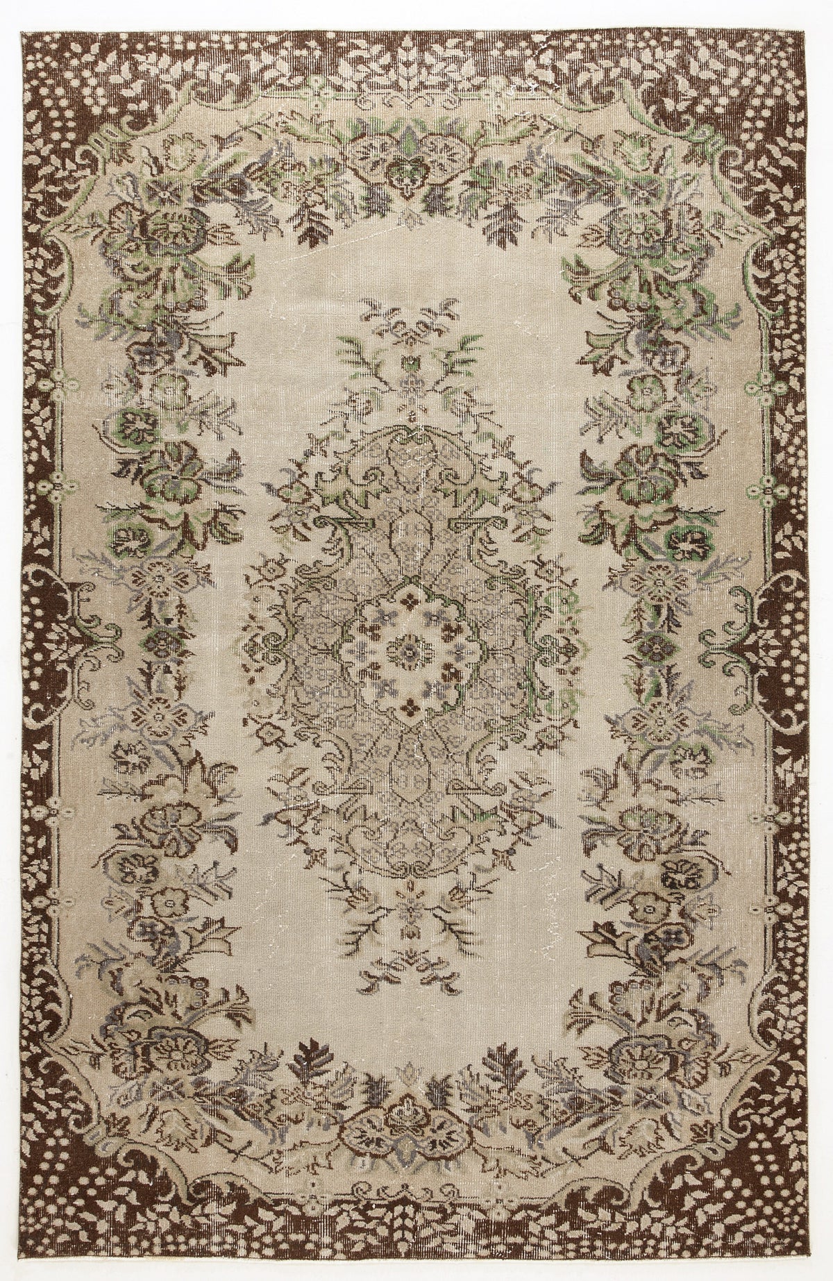 Beige Over Dyed Vintage Rug 5&#39;5&#39;&#39; x 8&#39;9&#39;&#39; ft 166 x 266 cm