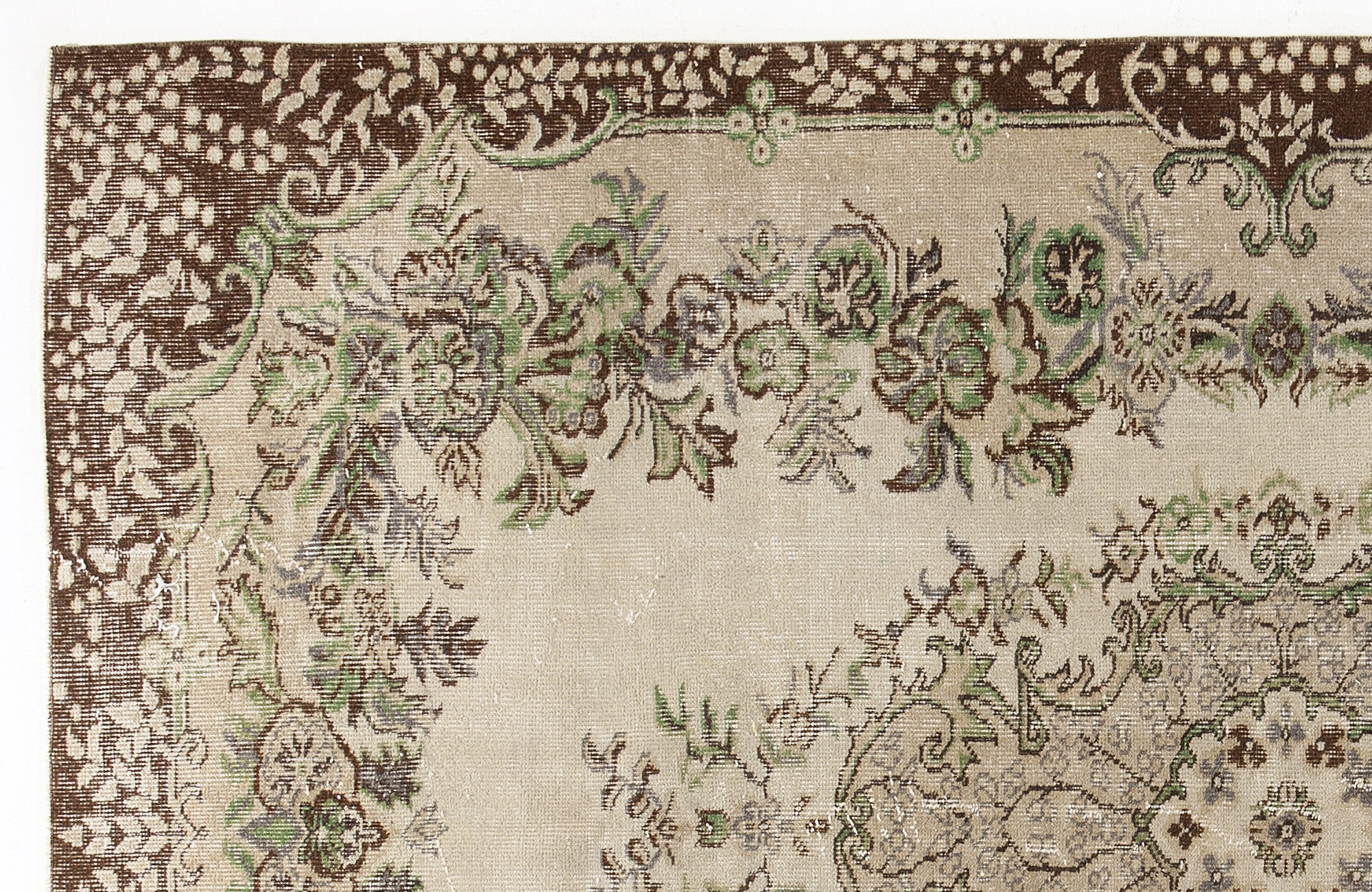 Beige Over Dyed Vintage Rug 5'5'' x 8'9'' ft 166 x 266 cm