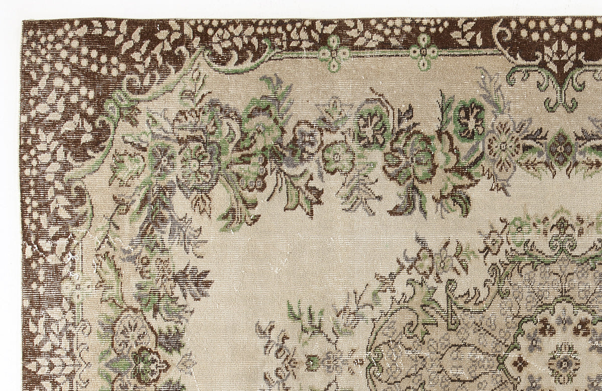 Beige Over Dyed Vintage Rug 5&#39;5&#39;&#39; x 8&#39;9&#39;&#39; ft 166 x 266 cm