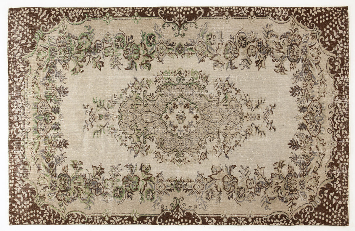Beige Over Dyed Vintage Rug 5&#39;5&#39;&#39; x 8&#39;9&#39;&#39; ft 166 x 266 cm