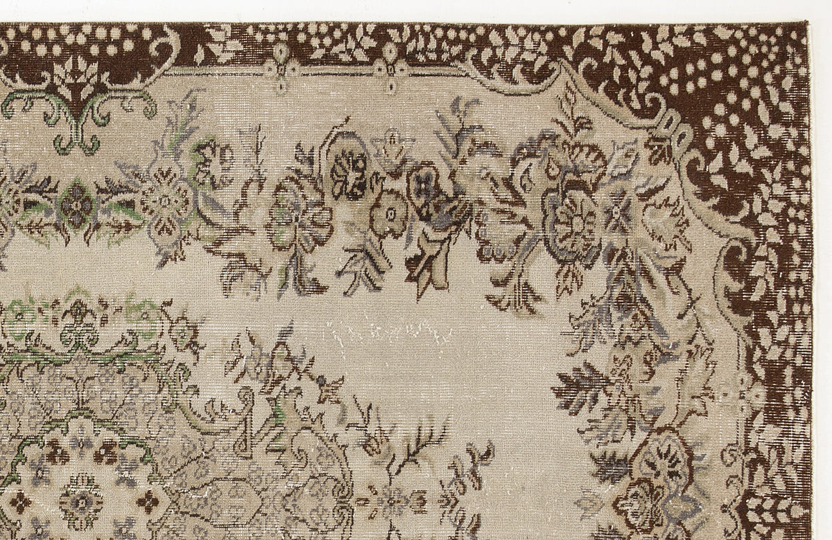 Beige Over Dyed Vintage Rug 5&#39;5&#39;&#39; x 8&#39;9&#39;&#39; ft 166 x 266 cm