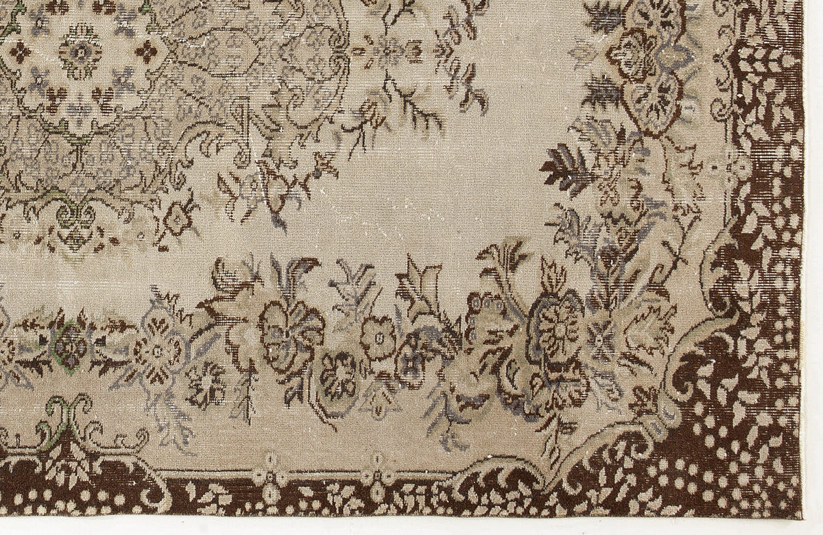 Beige Over Dyed Vintage Rug 5&#39;5&#39;&#39; x 8&#39;9&#39;&#39; ft 166 x 266 cm