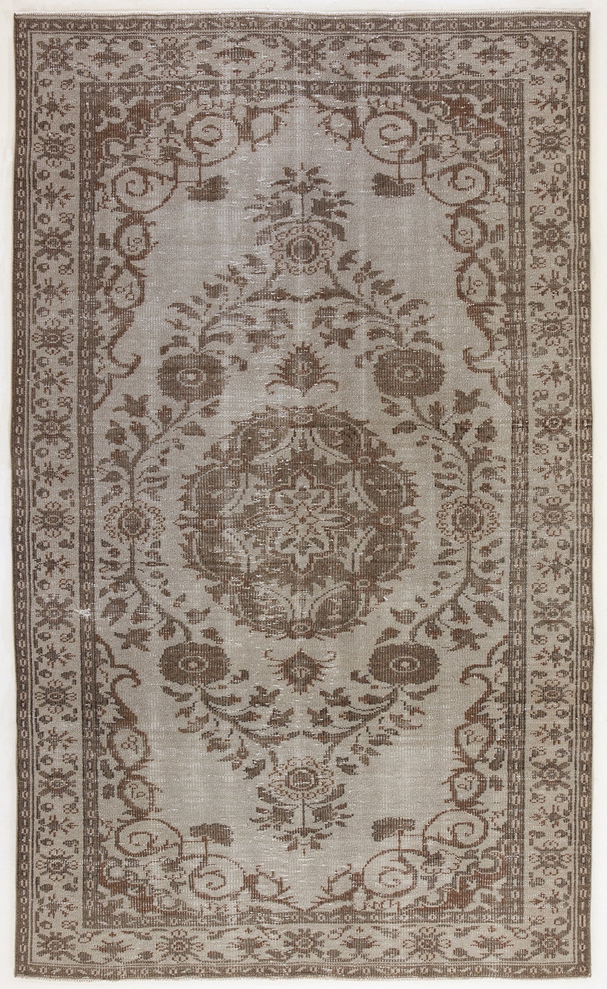 Beige Over Dyed Vintage Rug 5&#39;3&#39;&#39; x 8&#39;10&#39;&#39; ft 159 x 268 cm