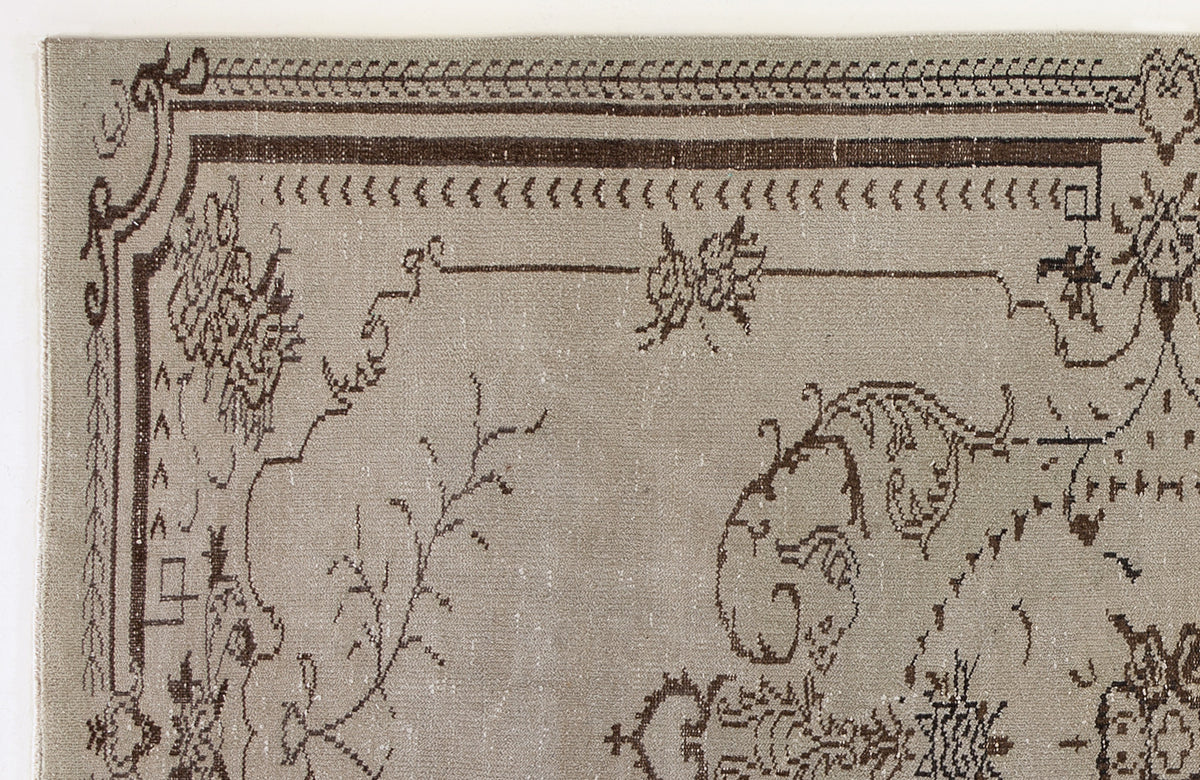 Beige Over Dyed Vintage Rug 5&#39;7&#39;&#39; x 8&#39;12&#39;&#39; ft 171 x 274 cm