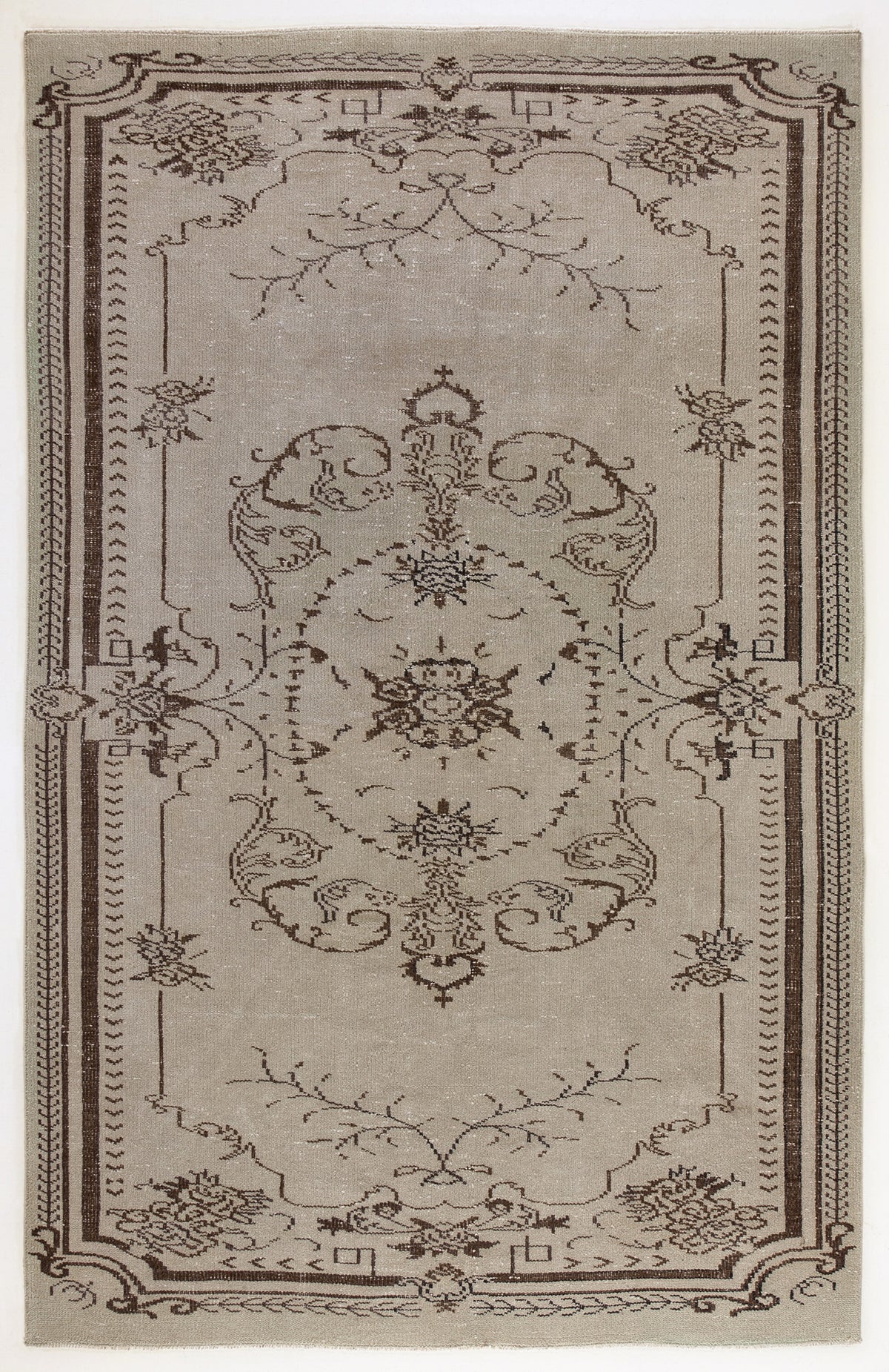 Beige Over Dyed Vintage Rug 5&#39;7&#39;&#39; x 8&#39;12&#39;&#39; ft 171 x 274 cm