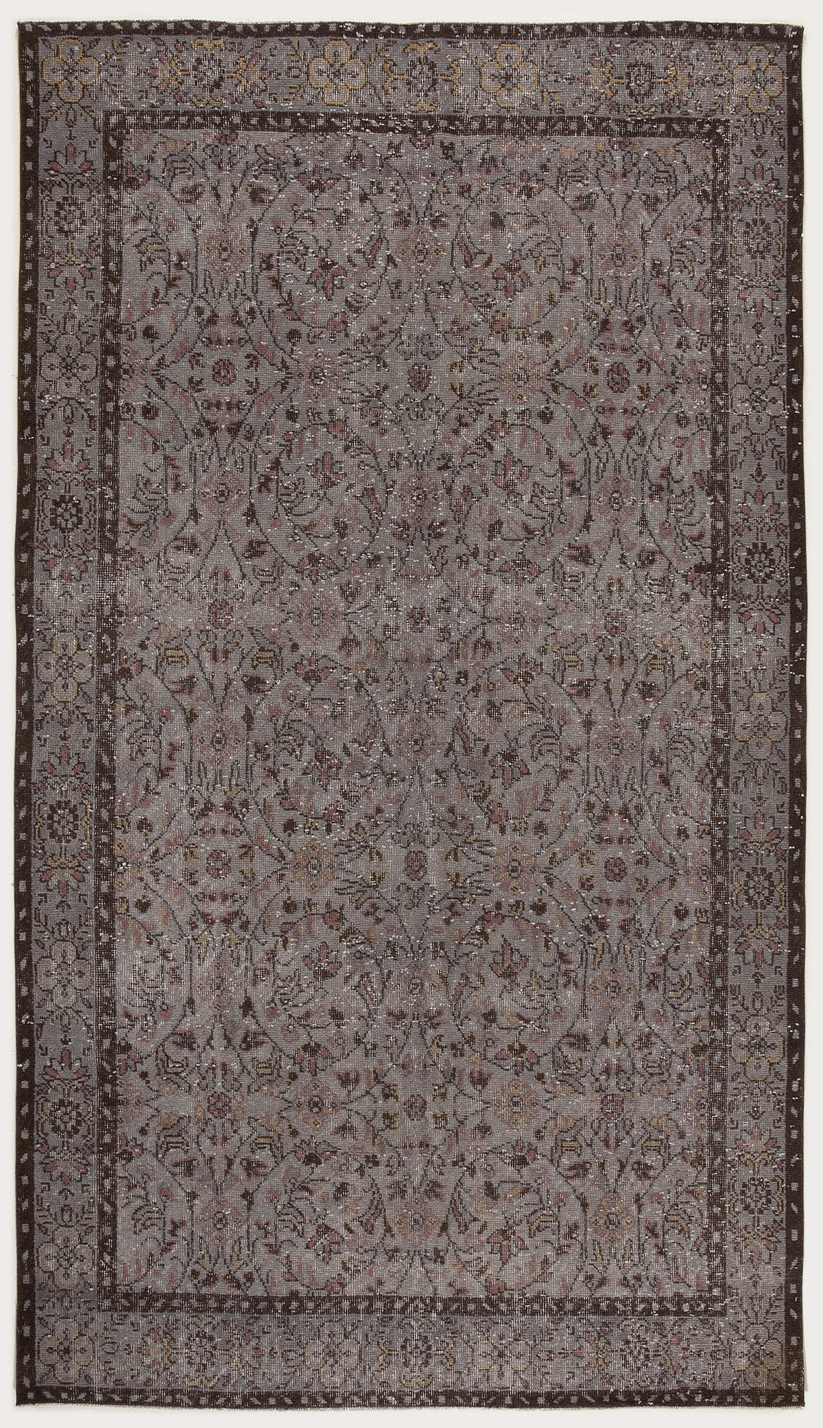 Gray Over Dyed Vintage Rug 5&#39;7&#39;&#39; x 9&#39;10&#39;&#39; ft 171 x 300 cm