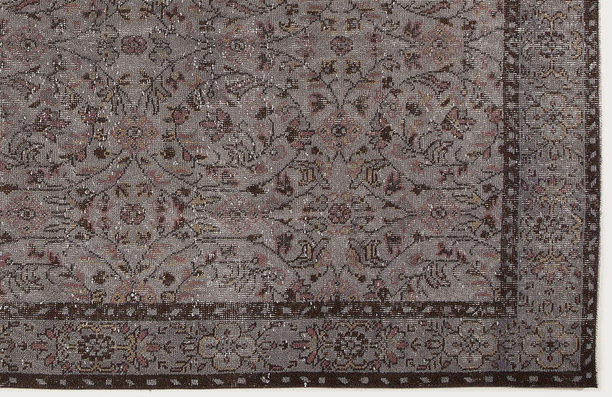 Gray Over Dyed Vintage Rug 5&#39;7&#39;&#39; x 9&#39;10&#39;&#39; ft 171 x 300 cm