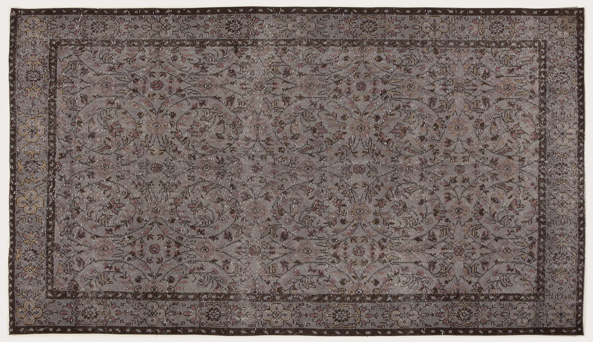 Gray Over Dyed Vintage Rug 5&#39;7&#39;&#39; x 9&#39;10&#39;&#39; ft 171 x 300 cm