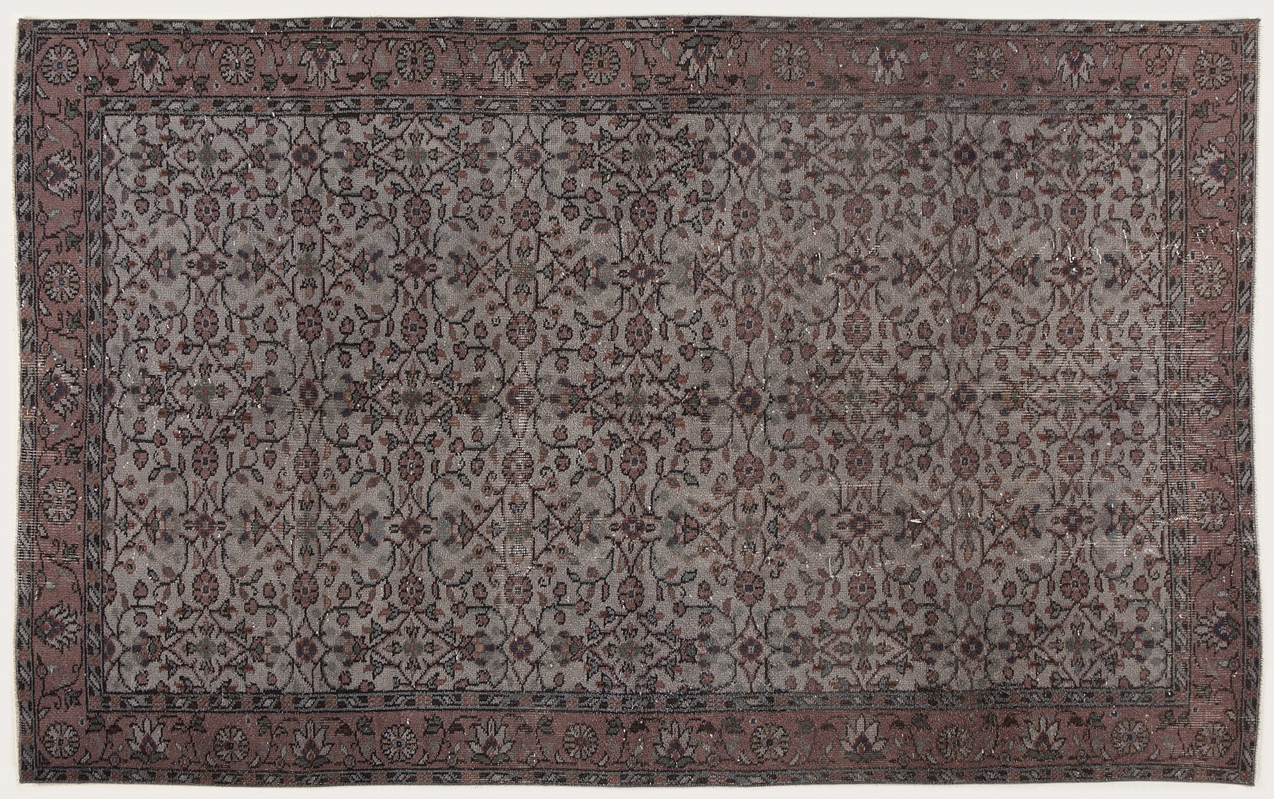 Gray Over Dyed Vintage Rug 5'1'' x 8'6'' ft 156 x 260 cm