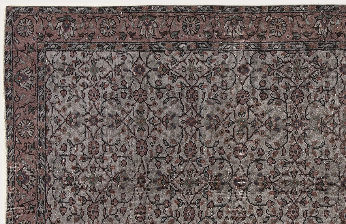 Gray Over Dyed Vintage Rug 5&#39;1&#39;&#39; x 8&#39;6&#39;&#39; ft 156 x 260 cm