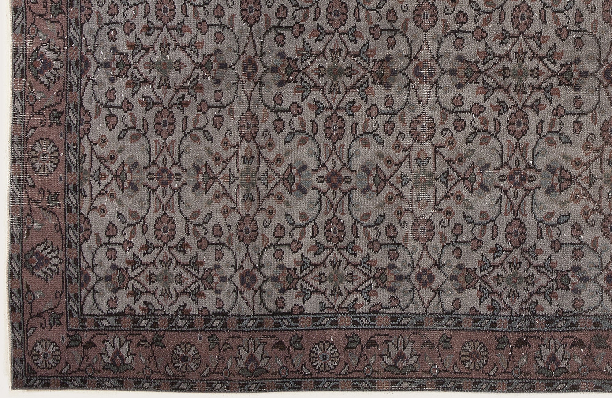 Gray Over Dyed Vintage Rug 5'1'' x 8'6'' ft 156 x 260 cm