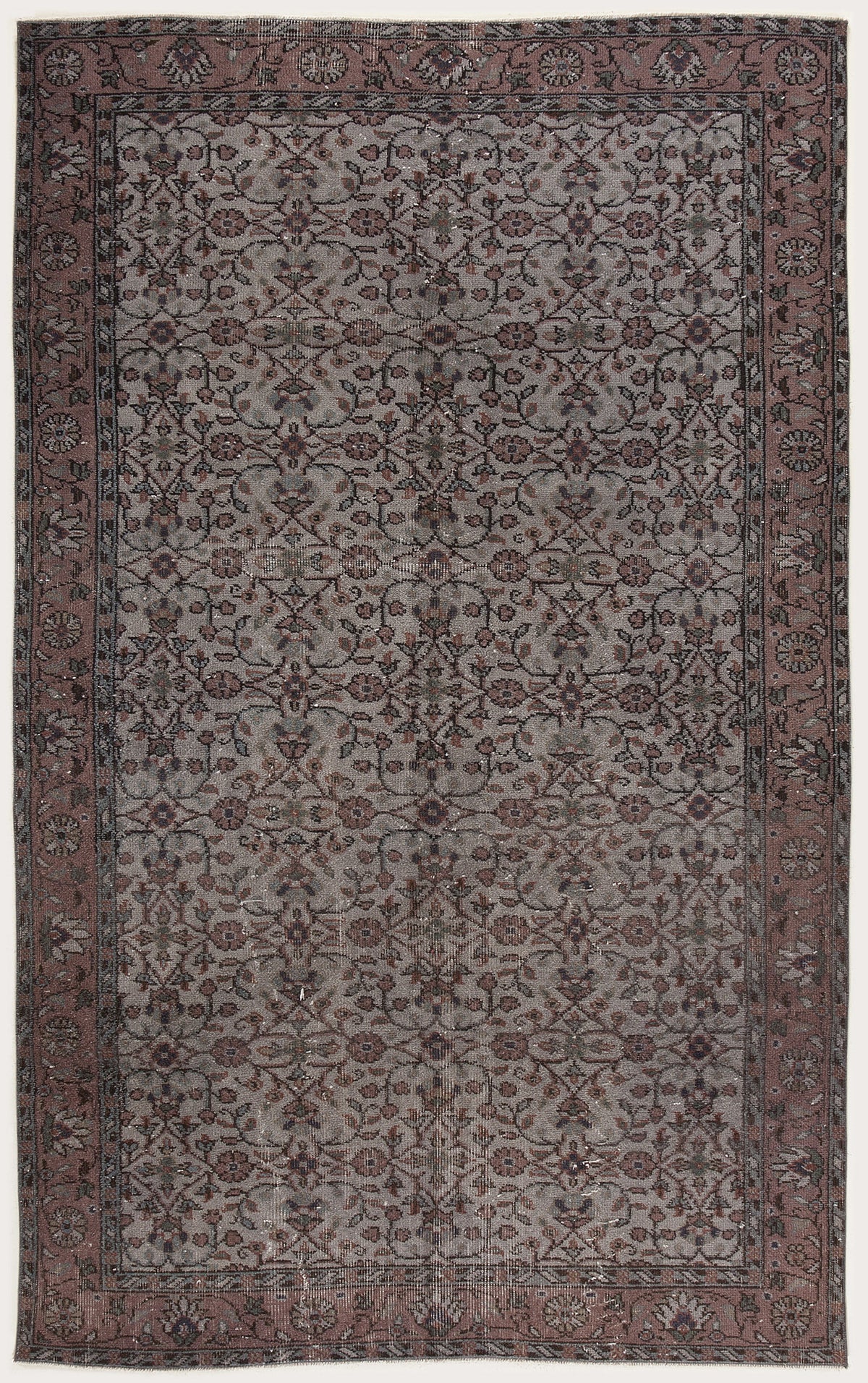 Gray Over Dyed Vintage Rug 5&#39;1&#39;&#39; x 8&#39;6&#39;&#39; ft 156 x 260 cm