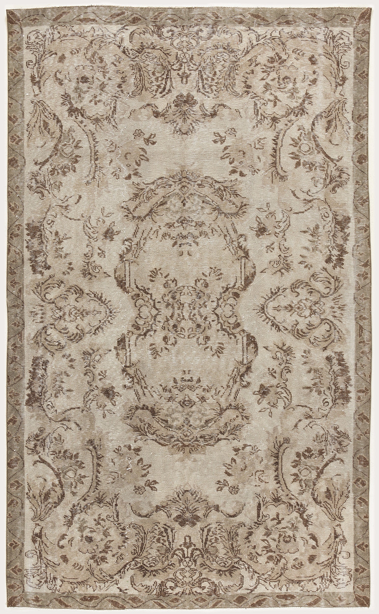 Beige Over Dyed Vintage Rug 5'3'' x 8'9'' ft 161 x 266 cm