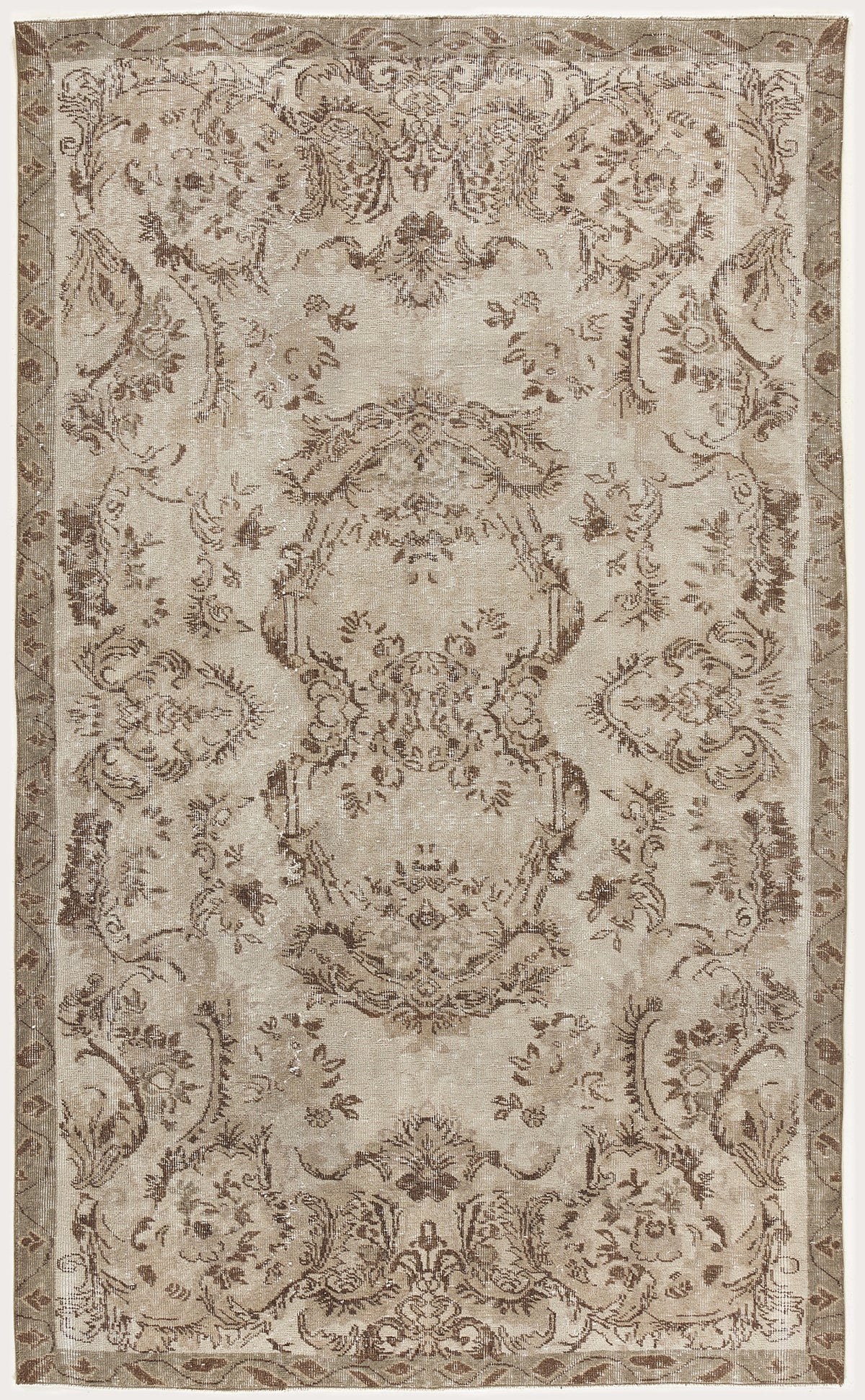 Beige Over Dyed Vintage Rug 5&#39;3&#39;&#39; x 8&#39;9&#39;&#39; ft 161 x 266 cm