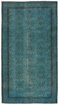 Turquoise  Over Dyed Vintage Rug 5'1'' x 8'12'' ft 154 x 274 cm