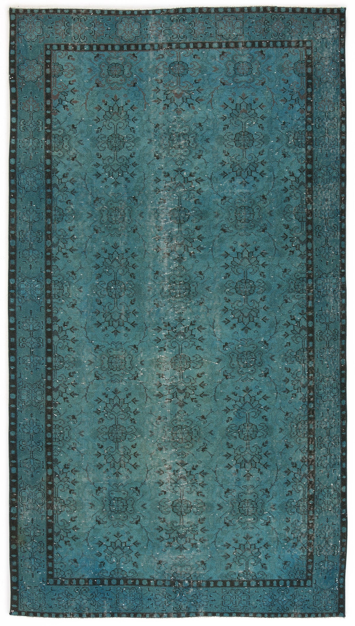 Turquoise  Over Dyed Vintage Rug 5&#39;1&#39;&#39; x 8&#39;12&#39;&#39; ft 154 x 274 cm