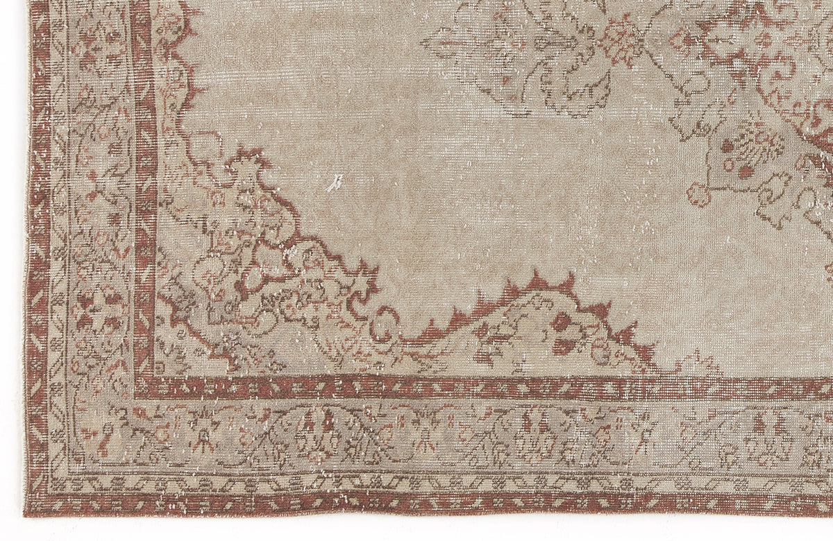 Beige Over Dyed Vintage Rug 5&#39;5&#39;&#39; x 8&#39;11&#39;&#39; ft 165 x 271 cm