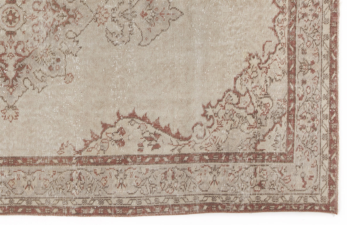 Beige Over Dyed Vintage Rug 5&#39;5&#39;&#39; x 8&#39;11&#39;&#39; ft 165 x 271 cm