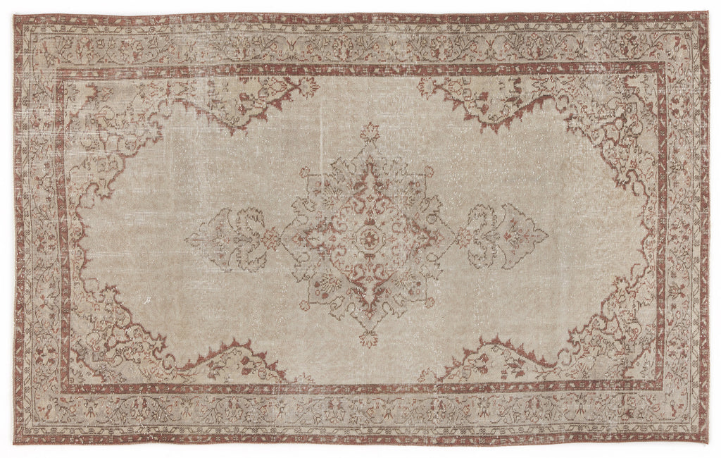 Beige Over Dyed Vintage Rug 5'5'' x 8'11'' ft 165 x 271 cm