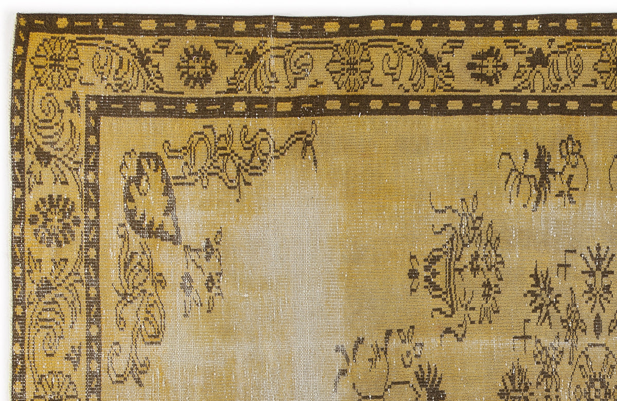 Yellow Over Dyed Vintage Rug 5&#39;10&#39;&#39; x 8&#39;11&#39;&#39; ft 178 x 271 cm