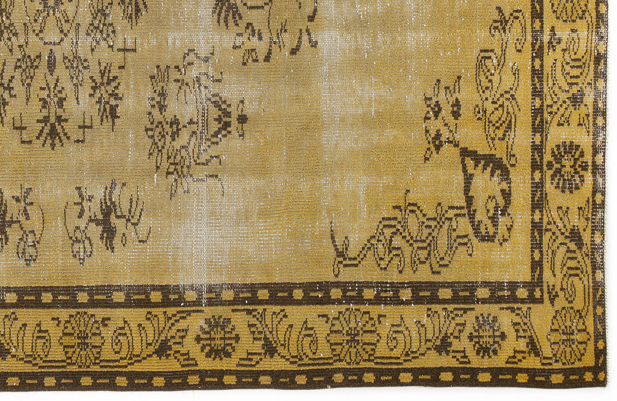 Yellow Over Dyed Vintage Rug 5&#39;10&#39;&#39; x 8&#39;11&#39;&#39; ft 178 x 271 cm