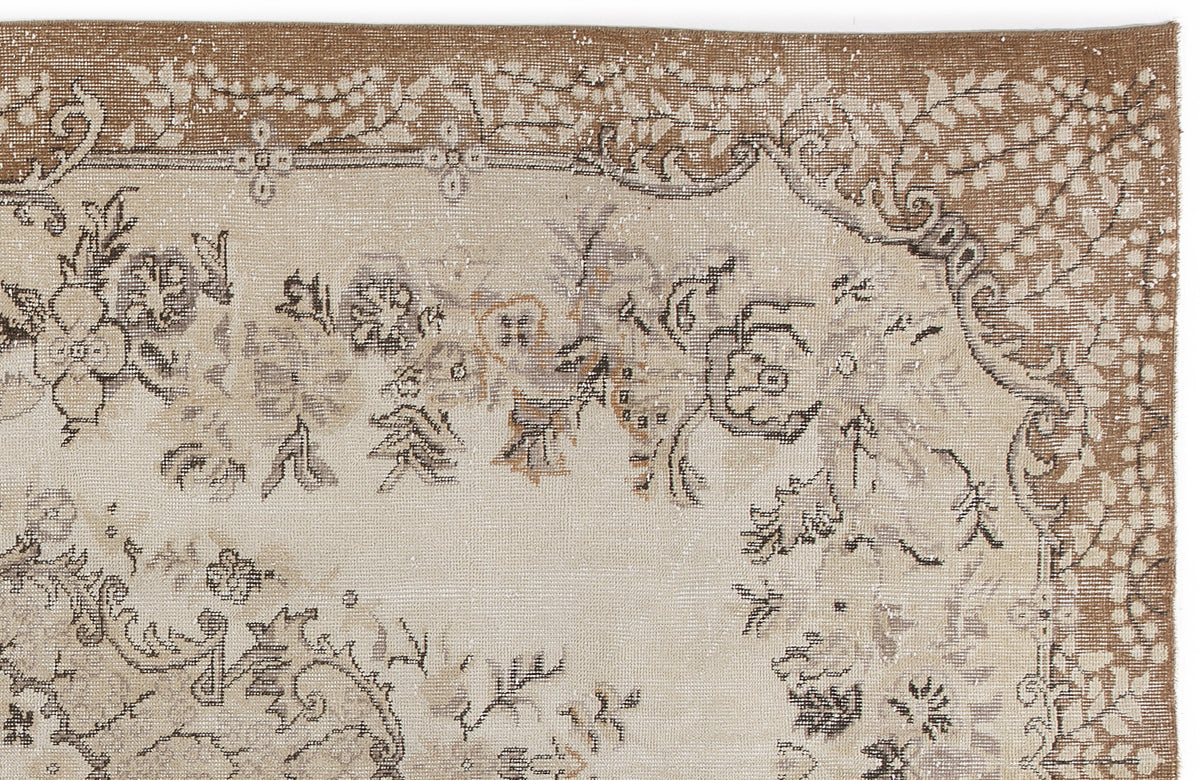 Beige Over Dyed Vintage Rug 6&#39;1&#39;&#39; x 9&#39;10&#39;&#39; ft 186 x 300 cm