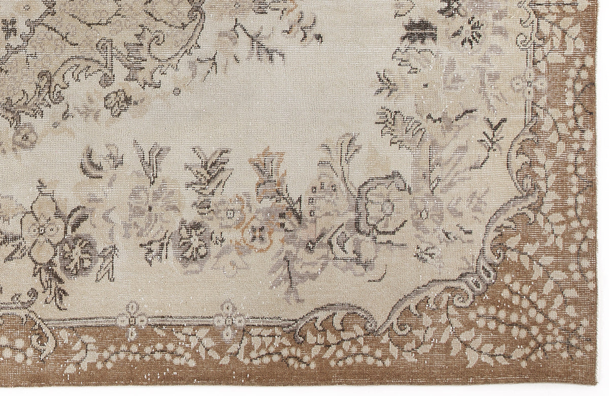 Beige Over Dyed Vintage Rug 6&#39;1&#39;&#39; x 9&#39;10&#39;&#39; ft 186 x 300 cm