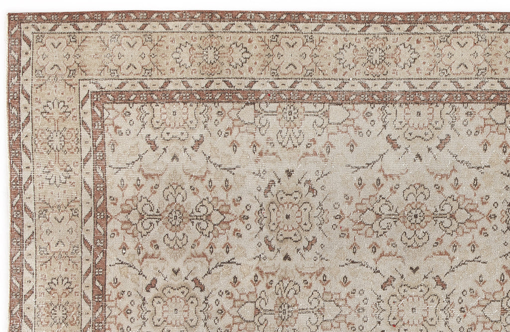 Beige Over Dyed Vintage Rug 5'8'' x 9'5'' ft 172 x 287 cm