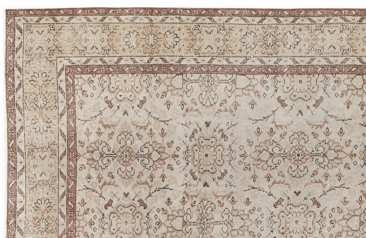 Beige Over Dyed Vintage Rug 5&#39;8&#39;&#39; x 9&#39;5&#39;&#39; ft 172 x 287 cm