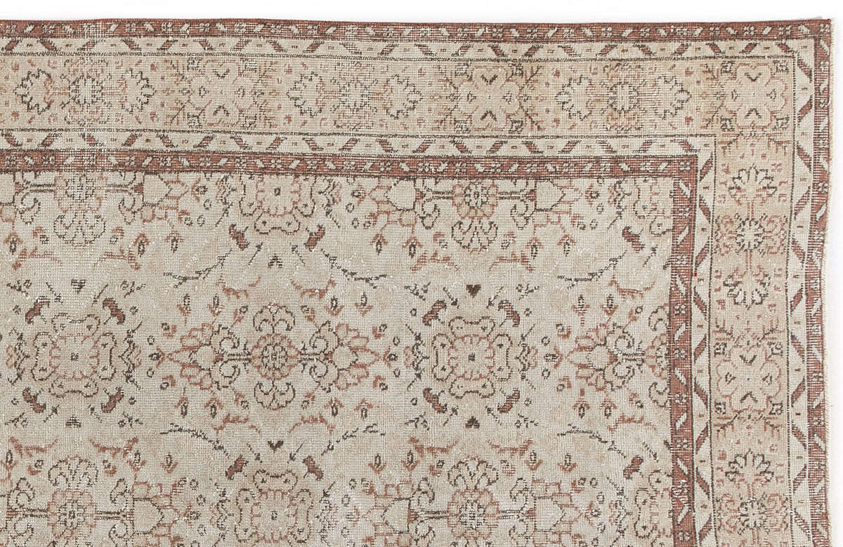 Beige Over Dyed Vintage Rug 5&#39;8&#39;&#39; x 9&#39;5&#39;&#39; ft 172 x 287 cm