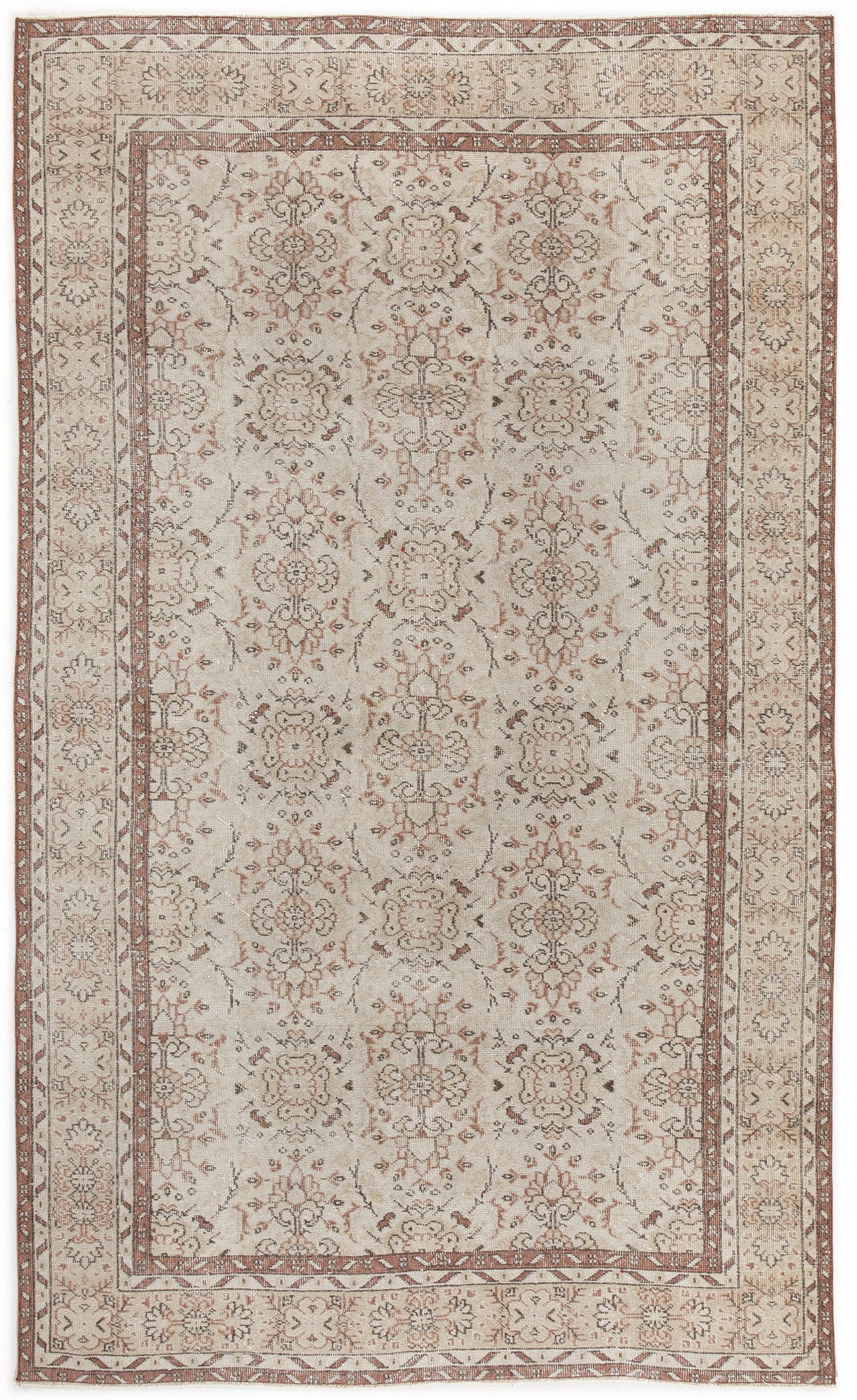 Beige Over Dyed Vintage Rug 5&#39;8&#39;&#39; x 9&#39;5&#39;&#39; ft 172 x 287 cm