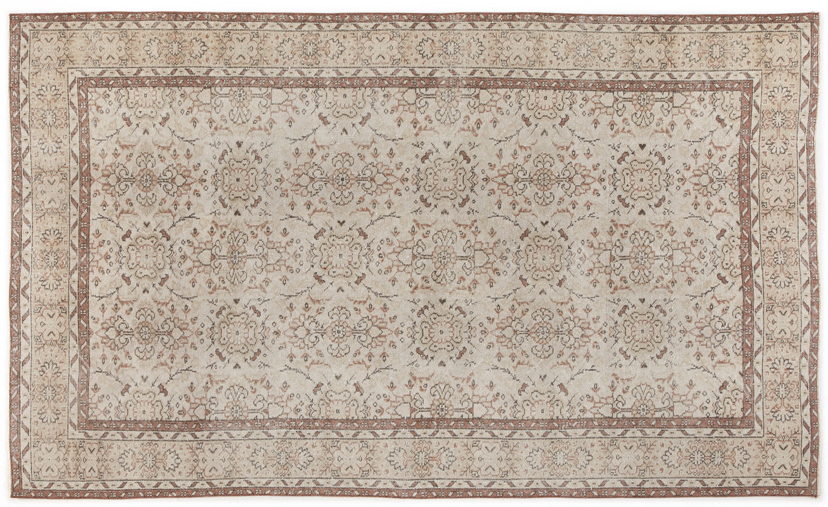 Beige Over Dyed Vintage Rug 5&#39;8&#39;&#39; x 9&#39;5&#39;&#39; ft 172 x 287 cm