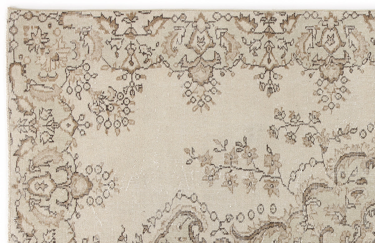 Beige Over Dyed Vintage Rug 5&#39;8&#39;&#39; x 9&#39;3&#39;&#39; ft 172 x 283 cm