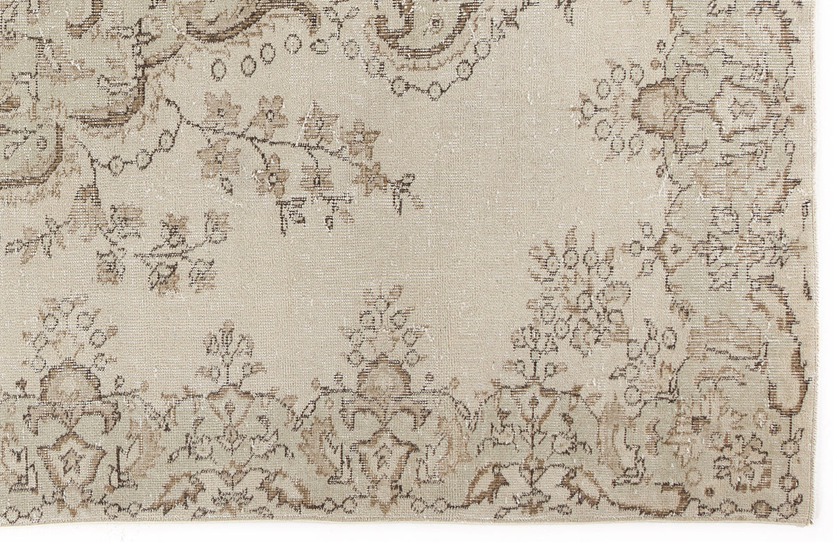 Beige Over Dyed Vintage Rug 5&#39;8&#39;&#39; x 9&#39;3&#39;&#39; ft 172 x 283 cm