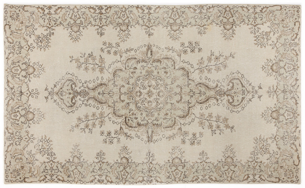Beige Over Dyed Vintage Rug 5&#39;8&#39;&#39; x 9&#39;3&#39;&#39; ft 172 x 283 cm
