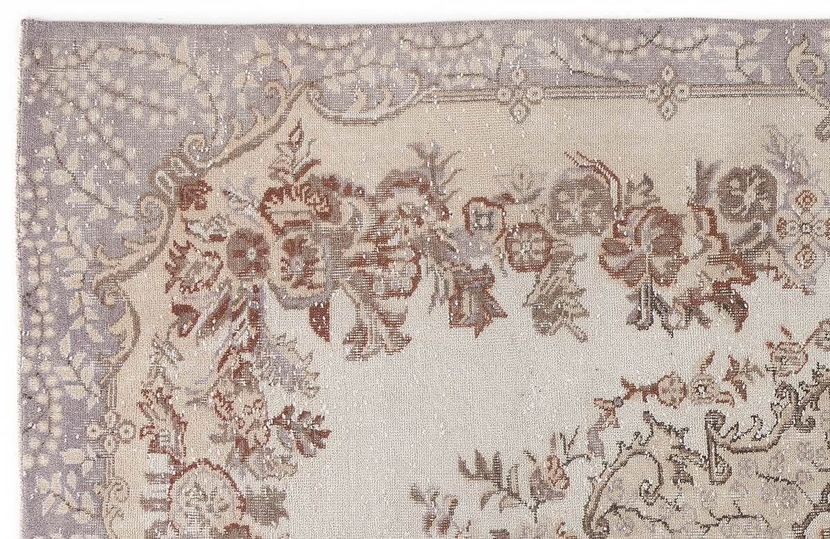 Beige Over Dyed Vintage Rug 5&#39;7&#39;&#39; x 9&#39;5&#39;&#39; ft 171 x 287 cm