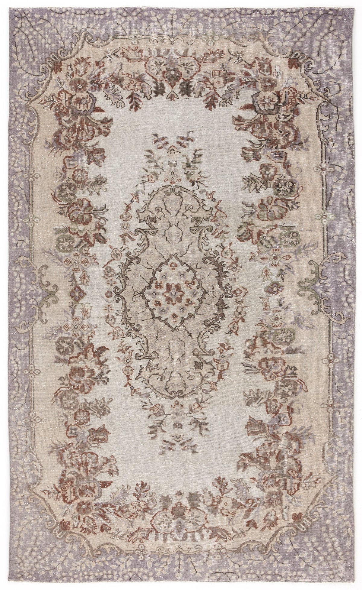 Beige Over Dyed Vintage Rug 5&#39;7&#39;&#39; x 9&#39;5&#39;&#39; ft 171 x 287 cm