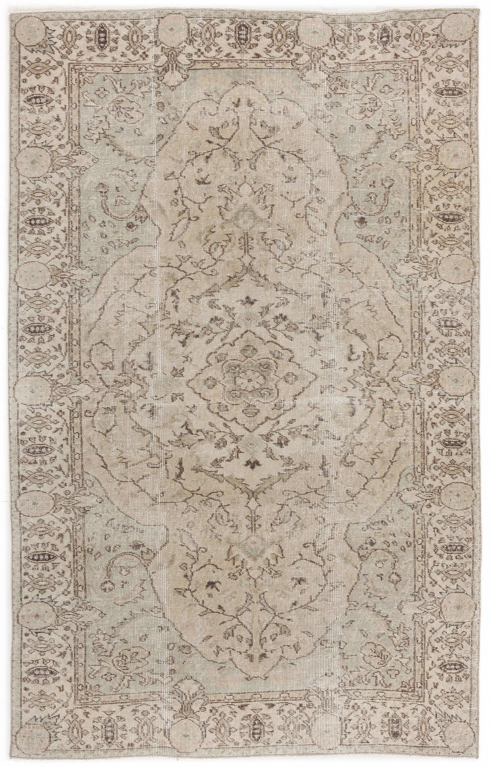 Beige Over Dyed Vintage Rug 5'5'' x 8'8'' ft 164 x 263 cm