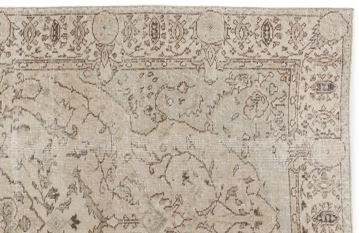 Beige Over Dyed Vintage Rug 5&#39;5&#39;&#39; x 8&#39;8&#39;&#39; ft 164 x 263 cm