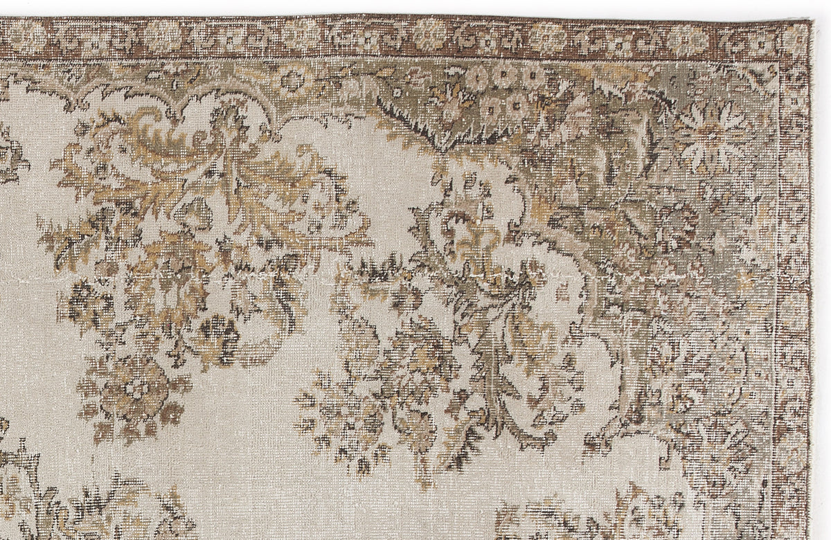 Beige Over Dyed Vintage Rug 6&#39;5&#39;&#39; x 9&#39;7&#39;&#39; ft 195 x 293 cm