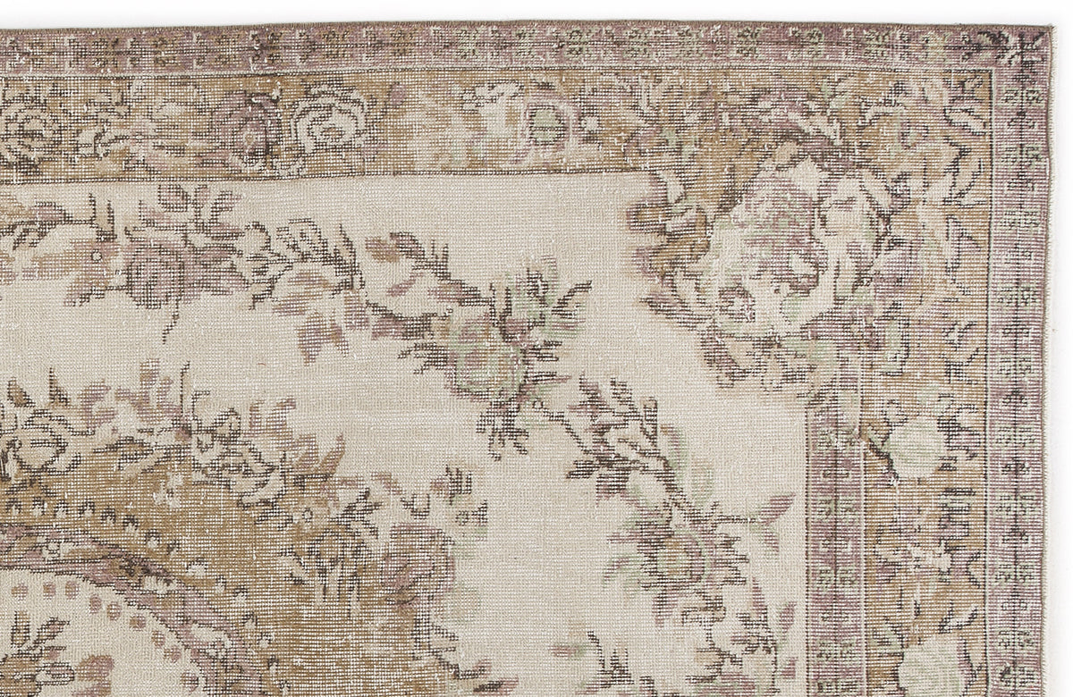 Beige Over Dyed Vintage Rug 5&#39;10&#39;&#39; x 9&#39;9&#39;&#39; ft 177 x 297 cm